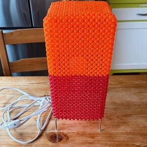 Vintage IKEA Orange Red Beaded Lamp